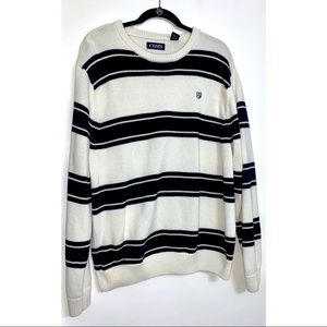 Chaps Men’s White & Black Striped Sweater